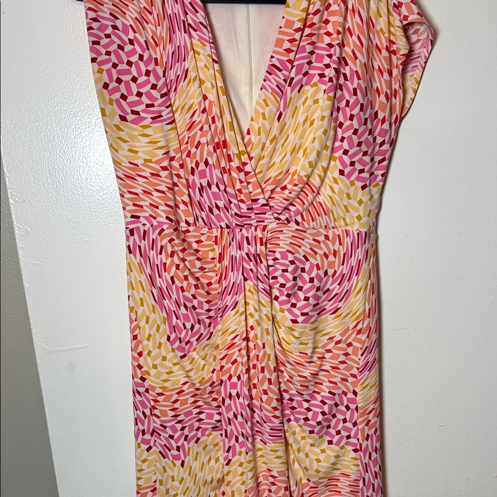 Maggy London Pink and Yellow Backless Dress